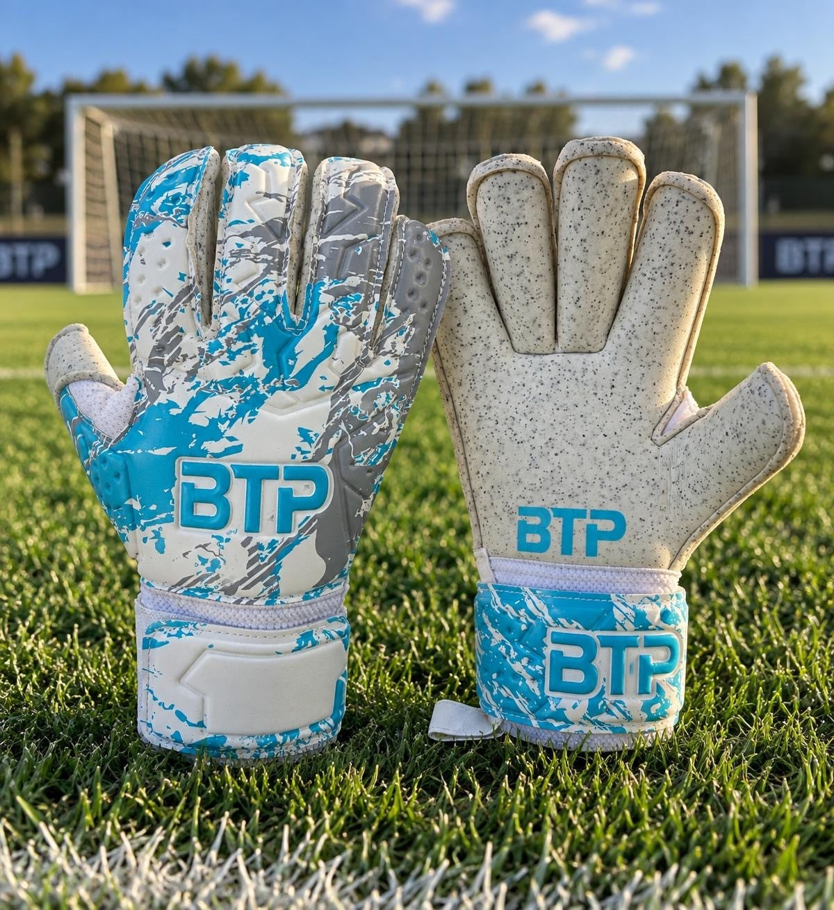 BTP Goalkeeper Gloves – White & Aqua